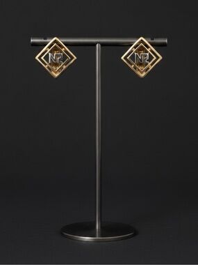Vintage Nina Ricci Paris NR Logo Clip Earrings | Gold Tone